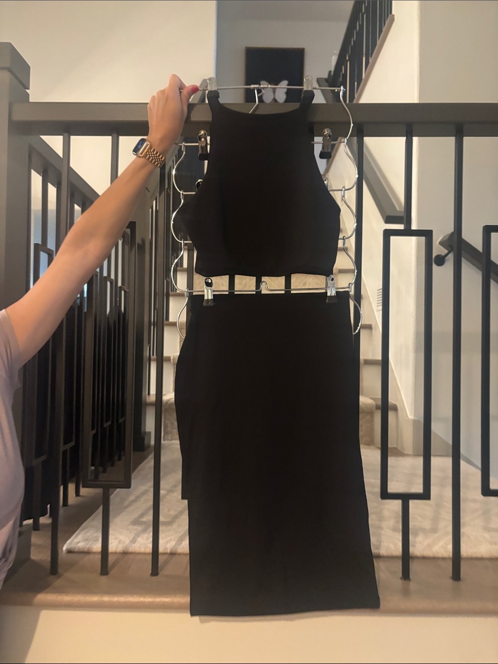 Black crop tank and matching skirt (set)